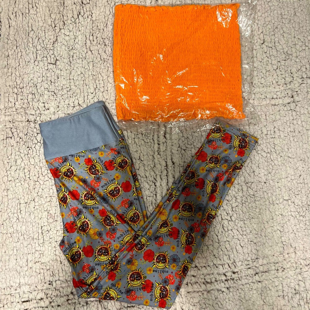 Tween Sublime leggings with free tube top .   3 inch yoga band. Fits sizes 00-4